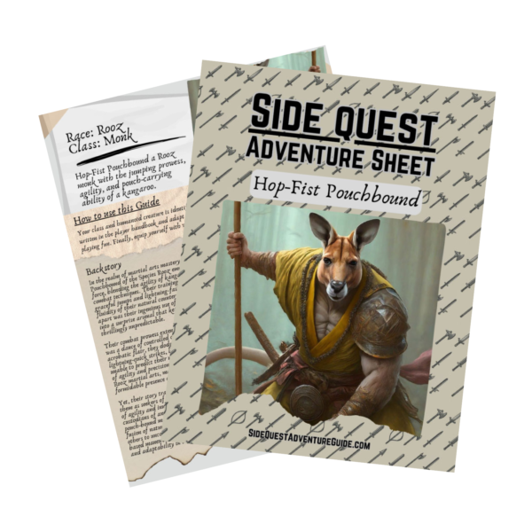 Hop-Fist Pouchbound Monk - Side Quest Adventure Sheet