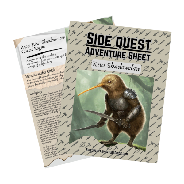 Kiwi Shadowclaw Rogue - Side Quest Adventure Sheet